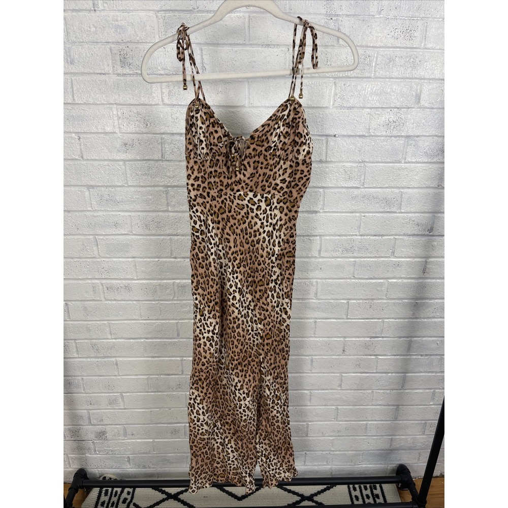 Seven Wonders Chelsea Leopard Print Midi Slip Dress Womens Size XS Date Night‎